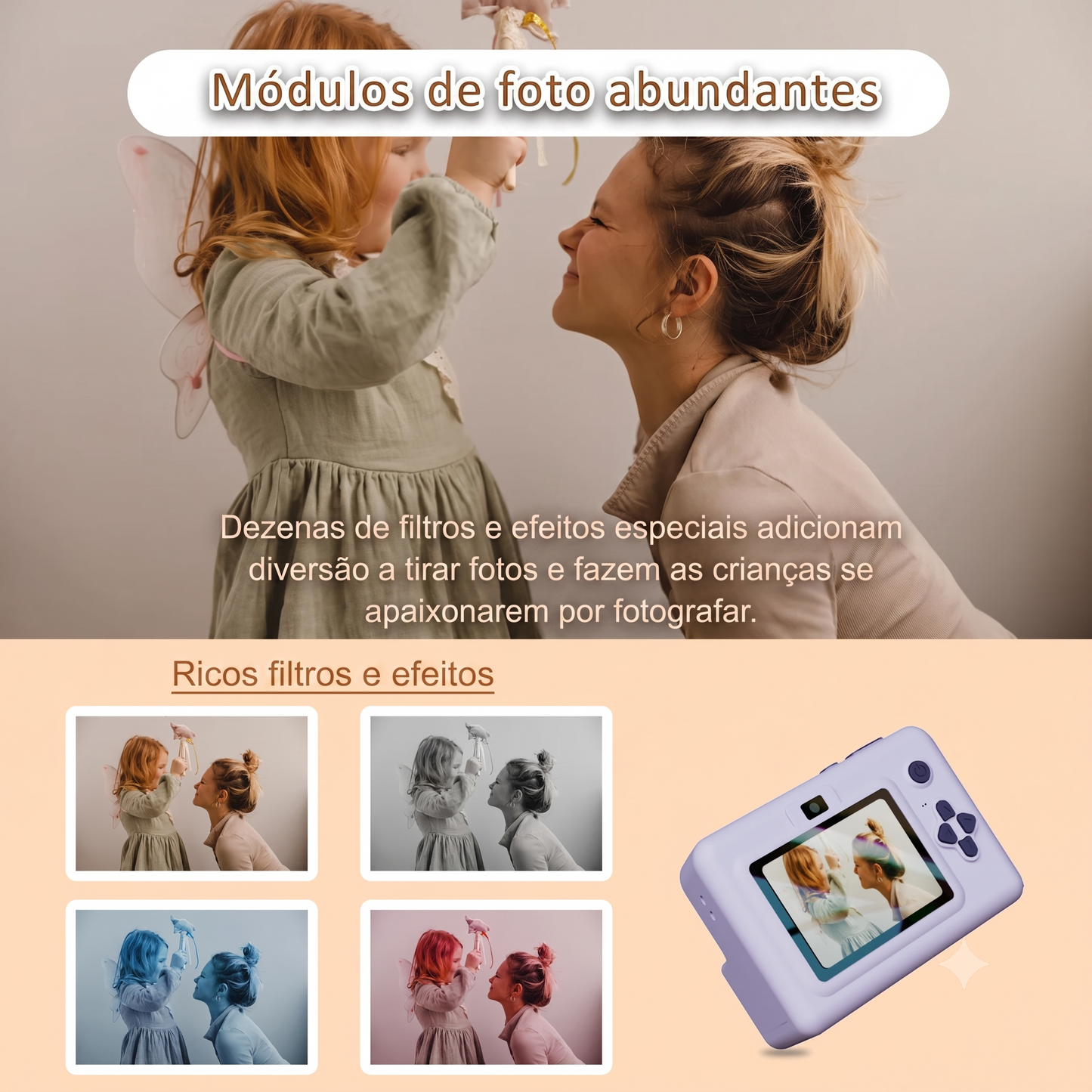 Câmera Digital Infantil com Mini Impressora Térmica Instantânea | Fotos, Vídeos e Diversão Criativa