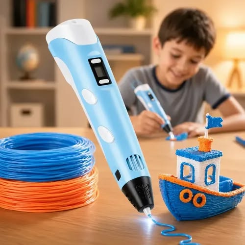 Caneta 3D Infantil com Tela LCD – Kit de Desenho 3D com Filamentos PLA e Maleta