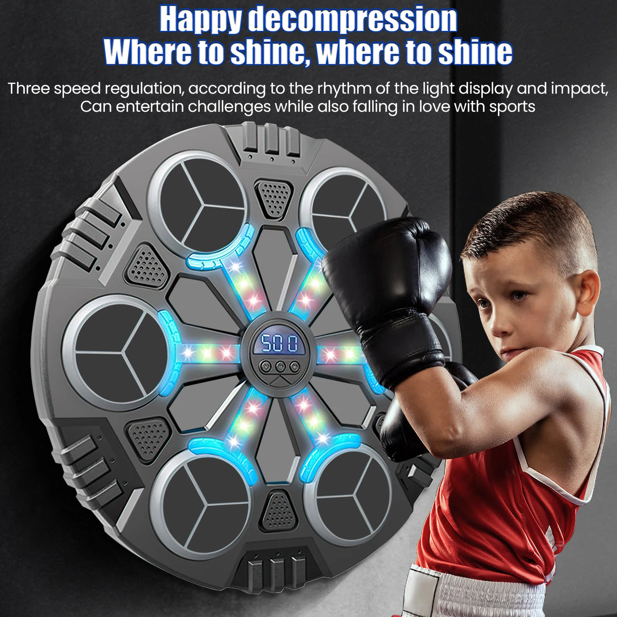 Máquina de Boxe Musical com LED e Bluetooth