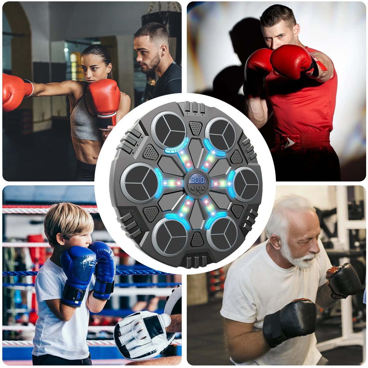 Máquina de Boxe Musical com LED e Bluetooth