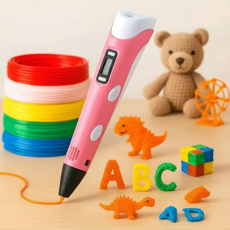 Caneta 3D Infantil com Tela LCD – Kit de Desenho 3D com Filamentos PLA e Maleta