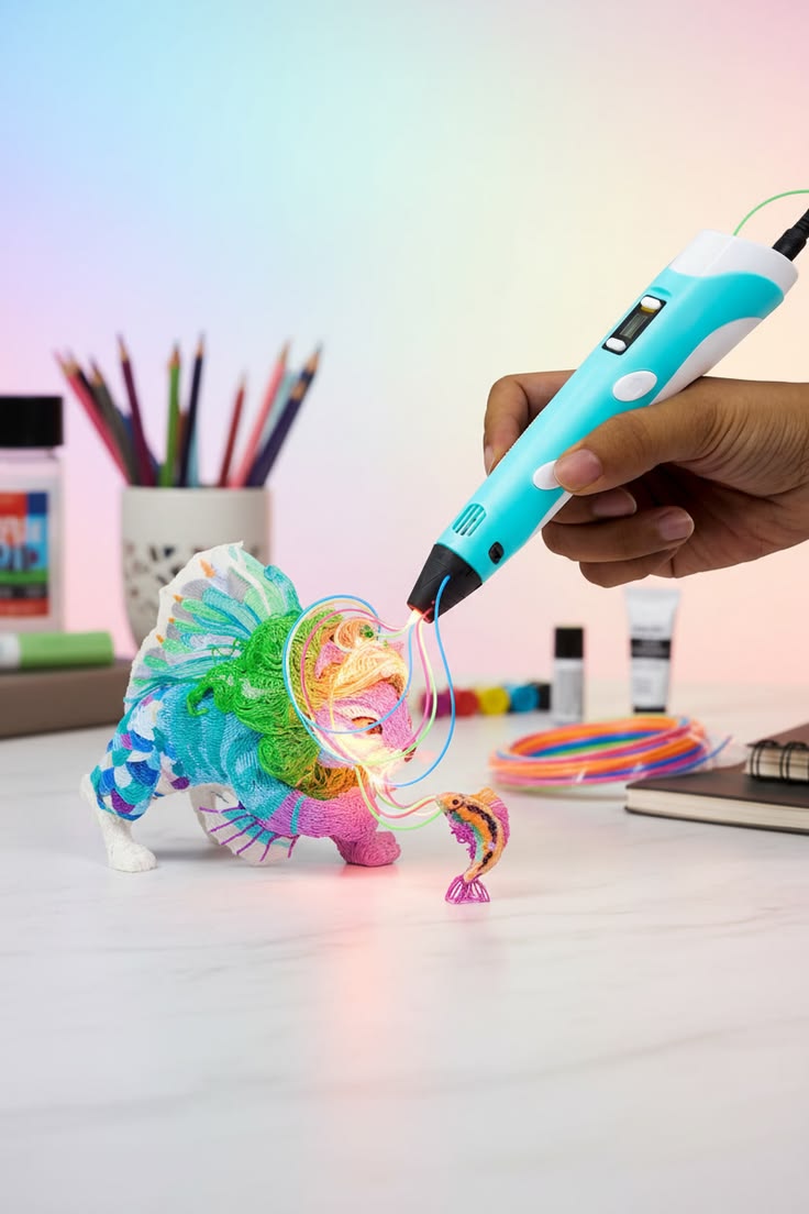 Caneta 3D Infantil com Tela LCD – Kit de Desenho 3D com Filamentos PLA e Maleta