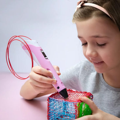 Caneta 3D Infantil com Tela LCD – Kit de Desenho 3D com Filamentos PLA e Maleta