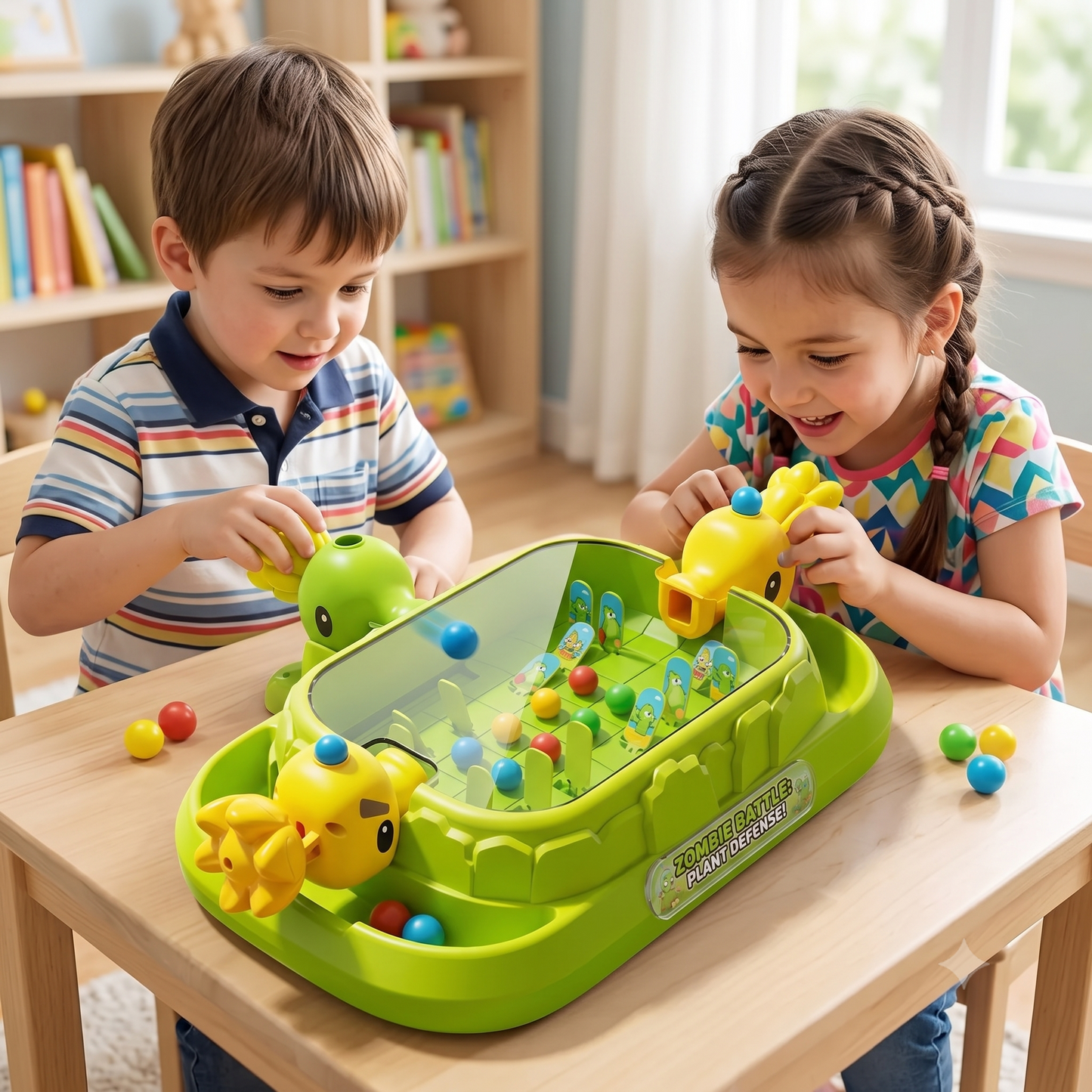 Jogo de Batalha de Mesa para 2 Jogadores – Defesa do Jardim com Lançadores