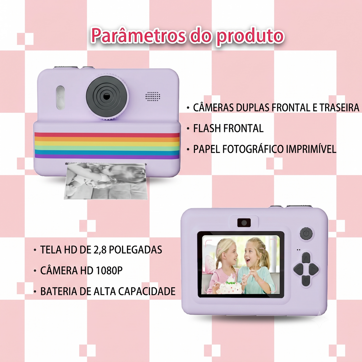 Câmera Digital Infantil com Mini Impressora Térmica Instantânea | Fotos, Vídeos e Diversão Criativa