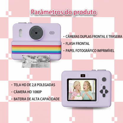Câmera Digital Infantil com Mini Impressora Térmica Instantânea | Fotos, Vídeos e Diversão Criativa