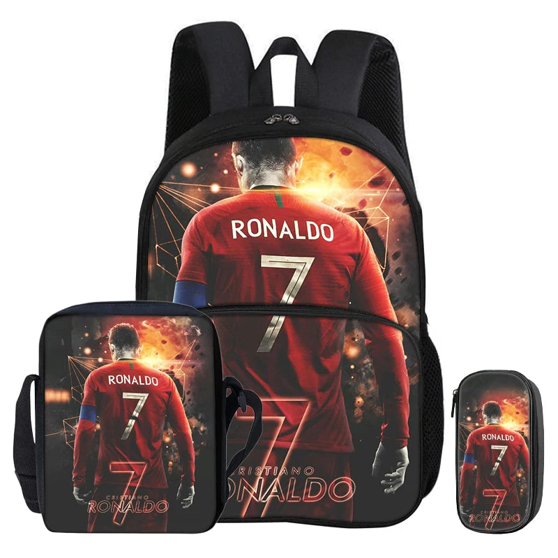 Kit 3 Mochilas e Estojo de Futebol Ronaldo