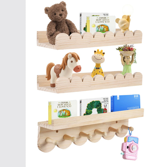 Kit 3 Prateleiras Infantis Montessori para Livros e Brinquedos