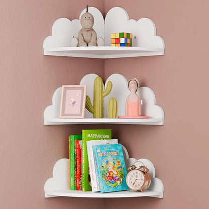 Kit com 3 Prateleiras de Parede em Formato de Nuvem – Organizadores Decorativos