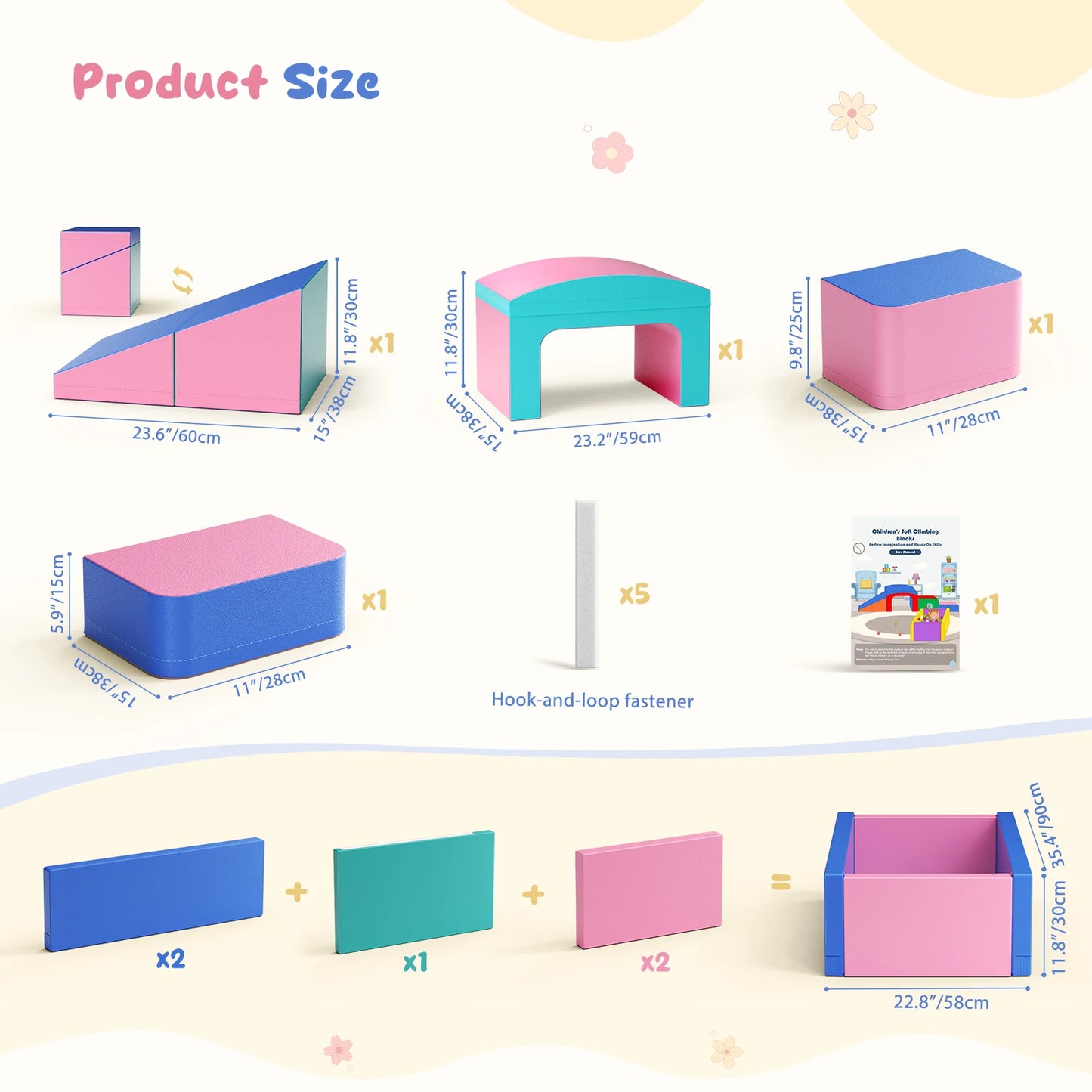 Kit Playground de Espuma Infantil 9 Peças