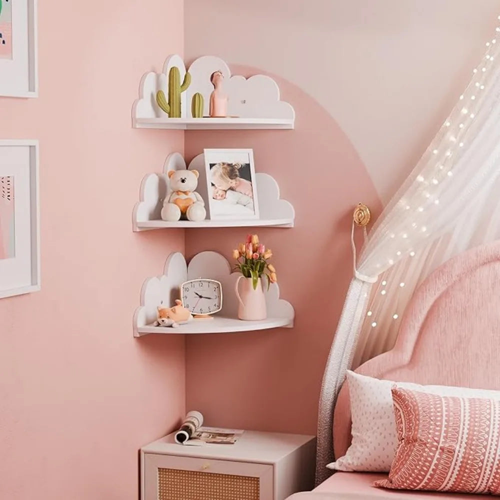 Kit com 3 Prateleiras de Parede em Formato de Nuvem – Organizadores Decorativos