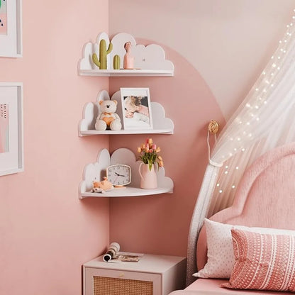Kit com 3 Prateleiras de Parede em Formato de Nuvem – Organizadores Decorativos