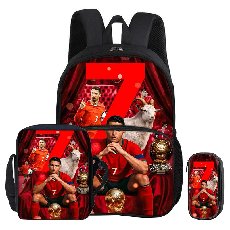 Kit 3 Mochilas e Estojo de Futebol Ronaldo