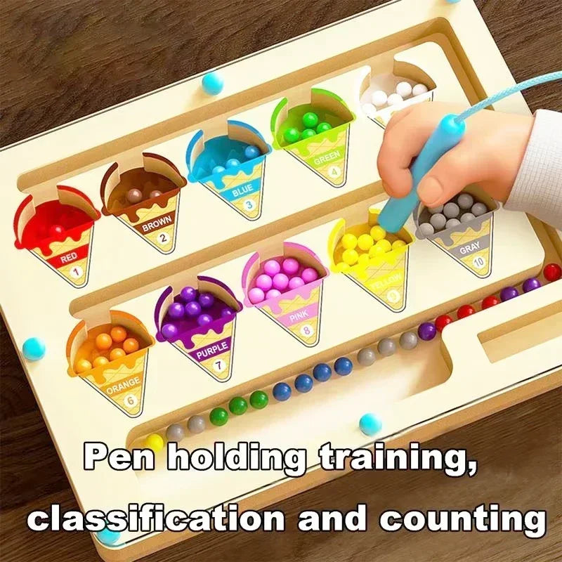 Tabuleiro Magnético Educativo de Madeira – Jogo de Cores e Contagem Infantil
