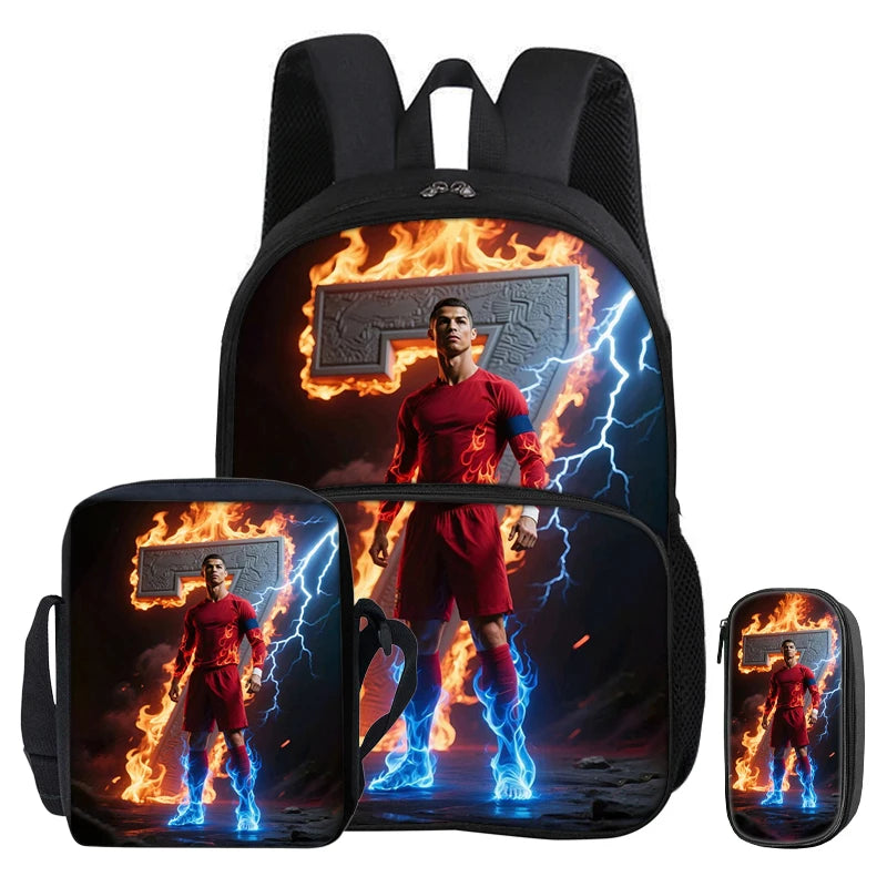 Kit 3 Mochilas e Estojo de Futebol Ronaldo
