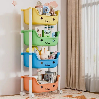 Carrinho Organizador Infantil com Rodinhas – Estante para Livros, Brinquedos e Materiais Escolares