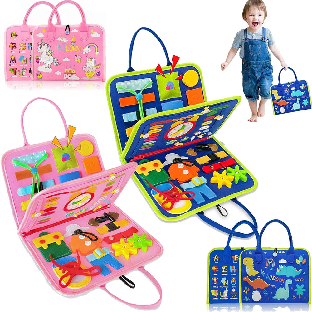 Mochila Montessori Dinossauro – Painel Sensorial Educativo para Crianças |