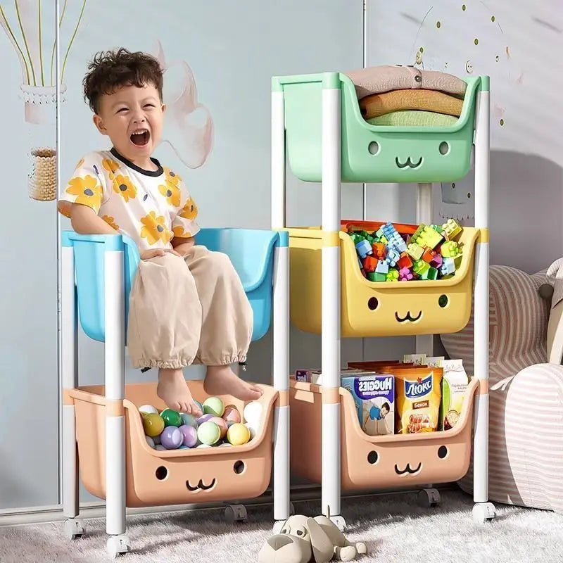 Carrinho Organizador Infantil com Rodinhas – Estante para Livros, Brinquedos e Materiais Escolares