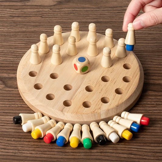 Jogo da Memória em Madeira Montessori – Tabuleiro de Cores e Coordenação Infantil