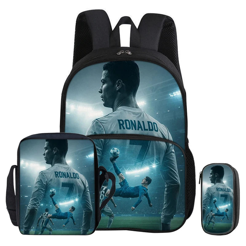Kit 3 Mochilas e Estojo de Futebol Ronaldo