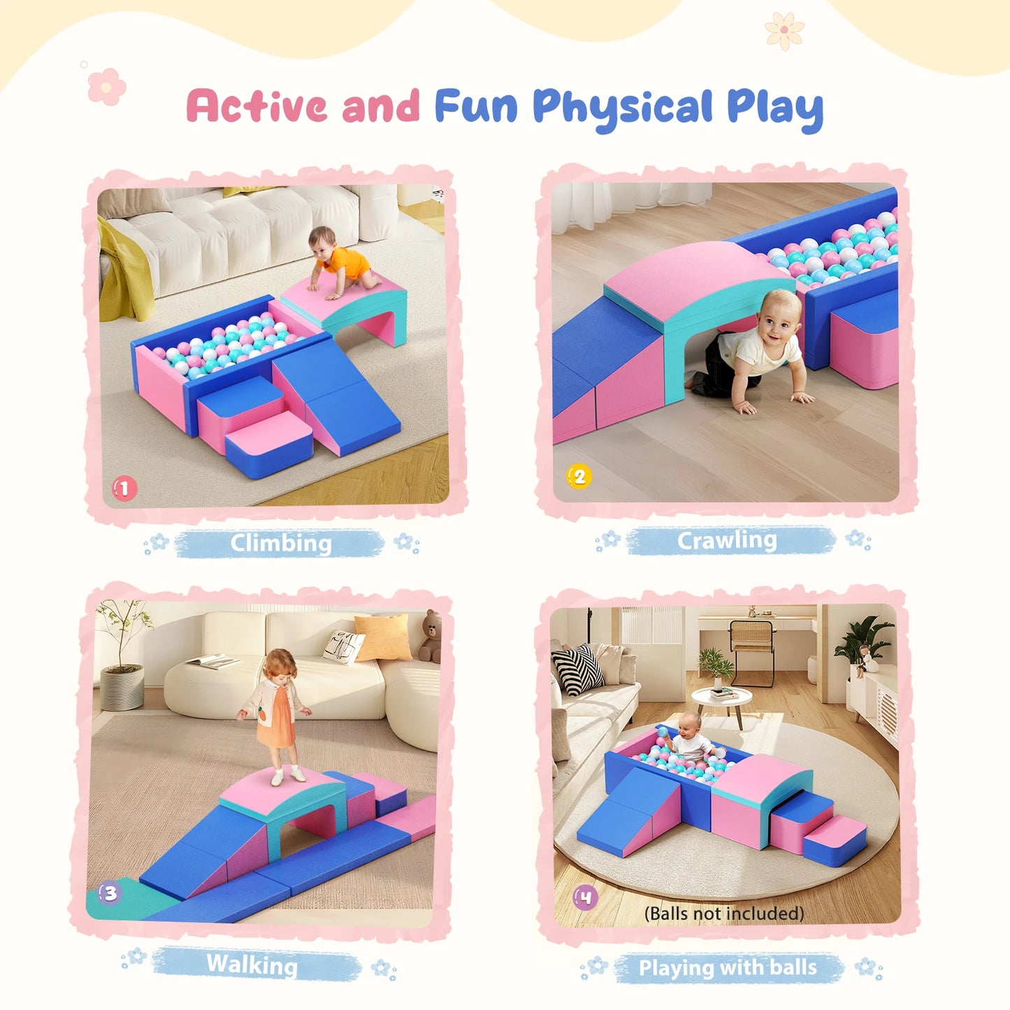 Kit Playground de Espuma Infantil 9 Peças
