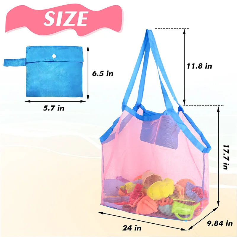 Bolsa Organizadora de Praia em Tela – Sacola Grande para Brinquedos, Areia e Acessórios