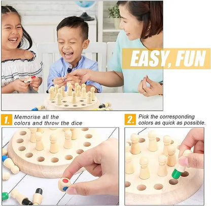 Jogo da Memória em Madeira Montessori – Tabuleiro de Cores e Coordenação Infantil