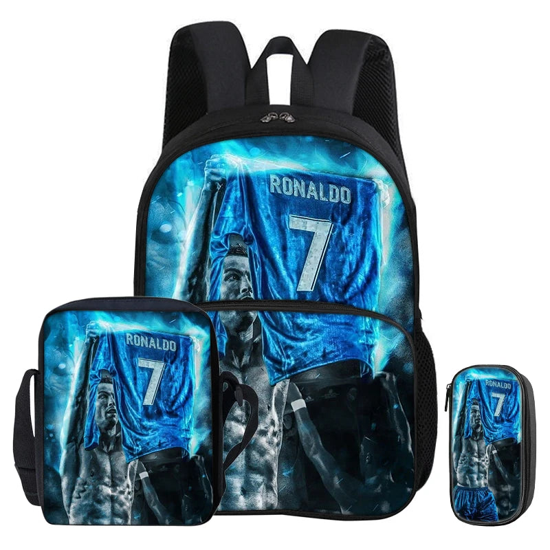 Kit 3 Mochilas e Estojo de Futebol Ronaldo