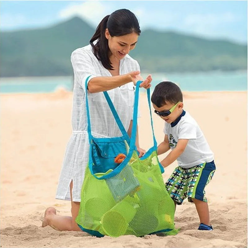 Bolsa Organizadora de Praia em Tela – Sacola Grande para Brinquedos, Areia e Acessórios