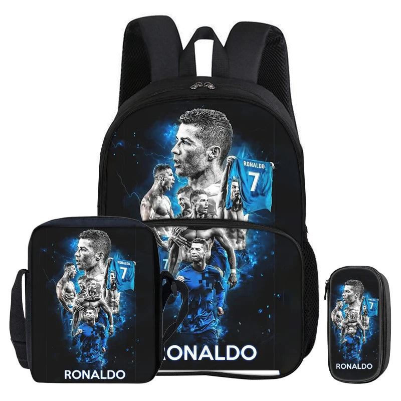 Kit 3 Mochilas e Estojo de Futebol Ronaldo