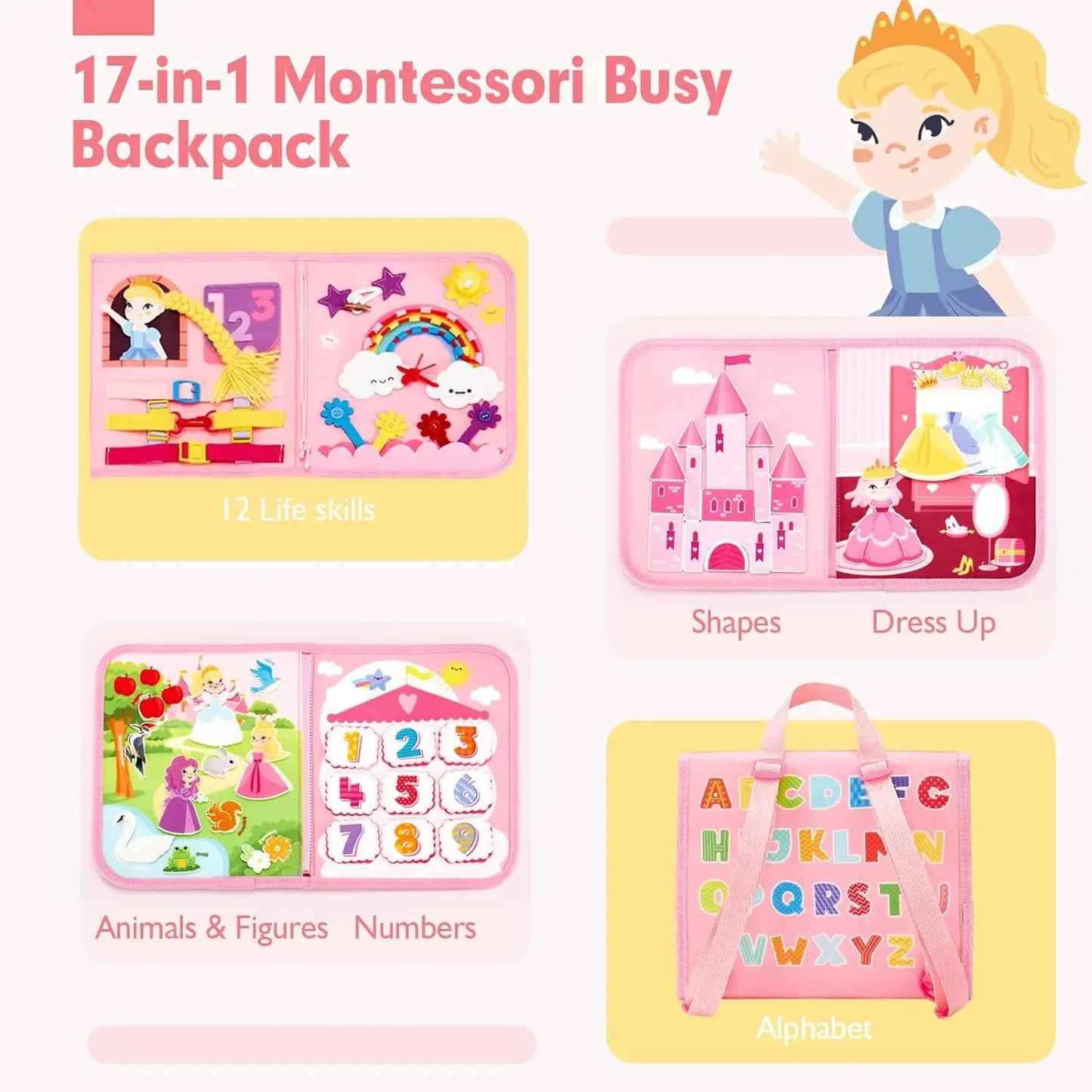 Mochila Montessori Dinossauro – Painel Sensorial Educativo para Crianças |