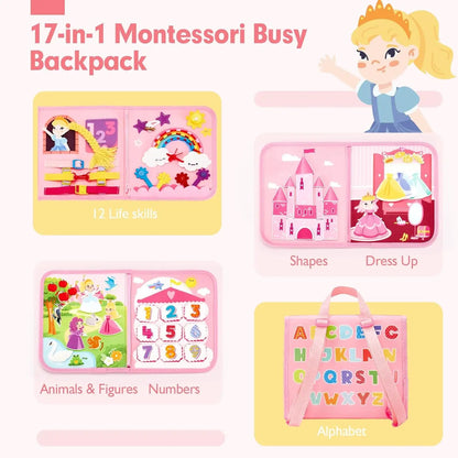 Mochila Montessori Dinossauro – Painel Sensorial Educativo para Crianças |