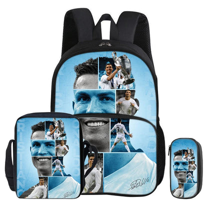 Kit 3 Mochilas e Estojo de Futebol Ronaldo