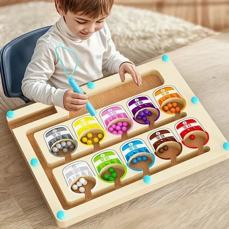 Tabuleiro Magnético Educativo de Madeira – Jogo de Cores e Contagem Infantil