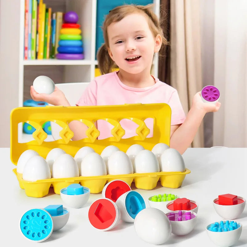 Jogo Montessori Ovos Educativos – Quebra-Cabeça de Encaixe para Desenvolvimento Infantil