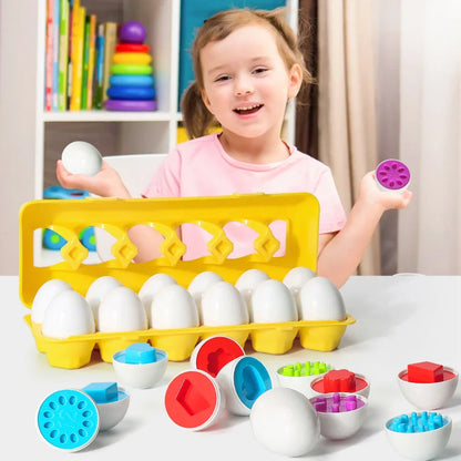 Jogo Montessori Ovos Educativos – Quebra-Cabeça de Encaixe para Desenvolvimento Infantil