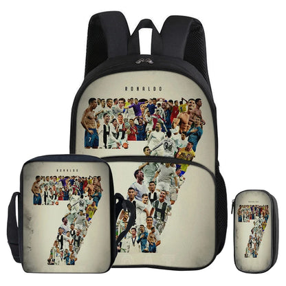 Kit 3 Mochilas e Estojo de Futebol Ronaldo