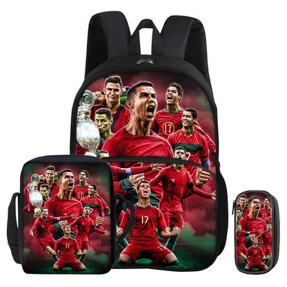 Kit 3 Mochilas e Estojo de Futebol Ronaldo