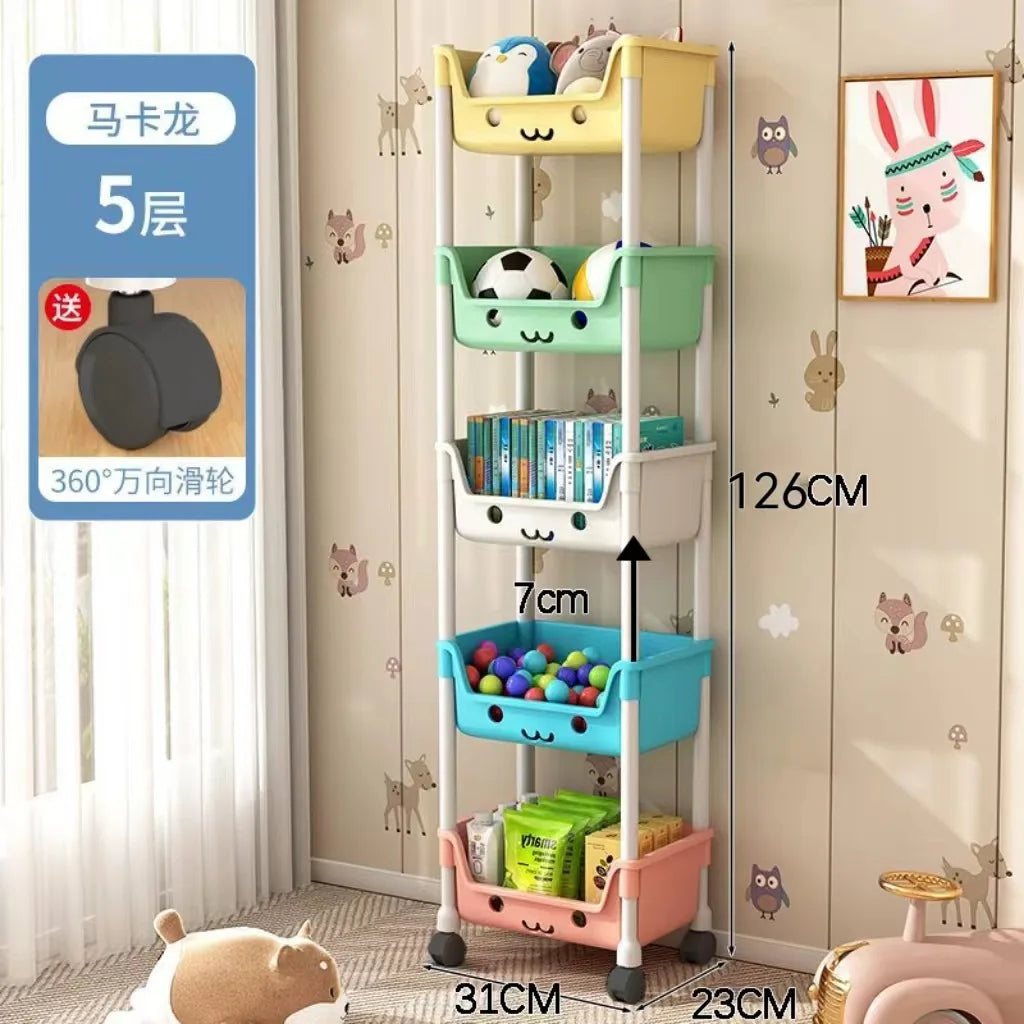 Carrinho Organizador Infantil com Rodinhas – Estante para Livros, Brinquedos e Materiais Escolares