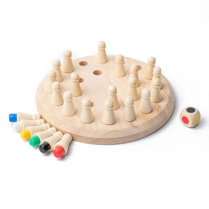 Jogo da Memória em Madeira Montessori – Tabuleiro de Cores e Coordenação Infantil