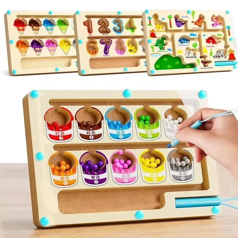 Tabuleiro Magnético Educativo de Madeira – Jogo de Cores e Contagem Infantil