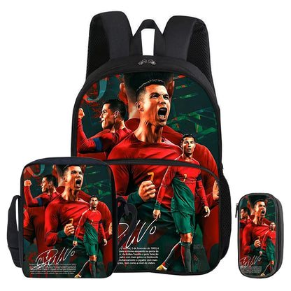 Kit 3 Mochilas e Estojo de Futebol Ronaldo