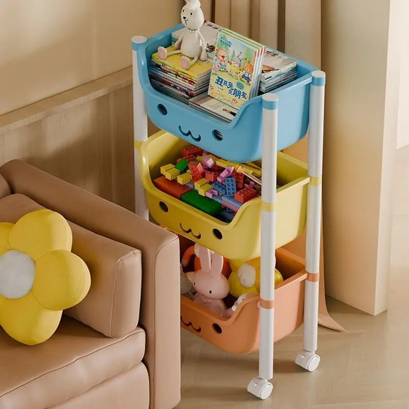 Carrinho Organizador Infantil com Rodinhas – Estante para Livros, Brinquedos e Materiais Escolares