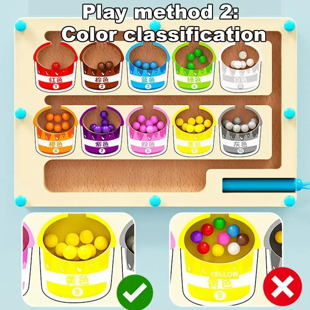 Tabuleiro Magnético Educativo de Madeira – Jogo de Cores e Contagem Infantil