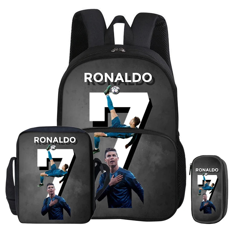 Kit 3 Mochilas e Estojo de Futebol Ronaldo