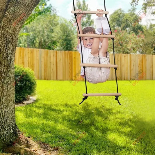 Escada de Corda Infantil com Degraus de Madeira – Balanço e Escalada para Playground