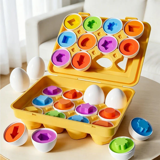 Jogo Montessori Ovos Educativos – Quebra-Cabeça de Encaixe para Desenvolvimento Infantil