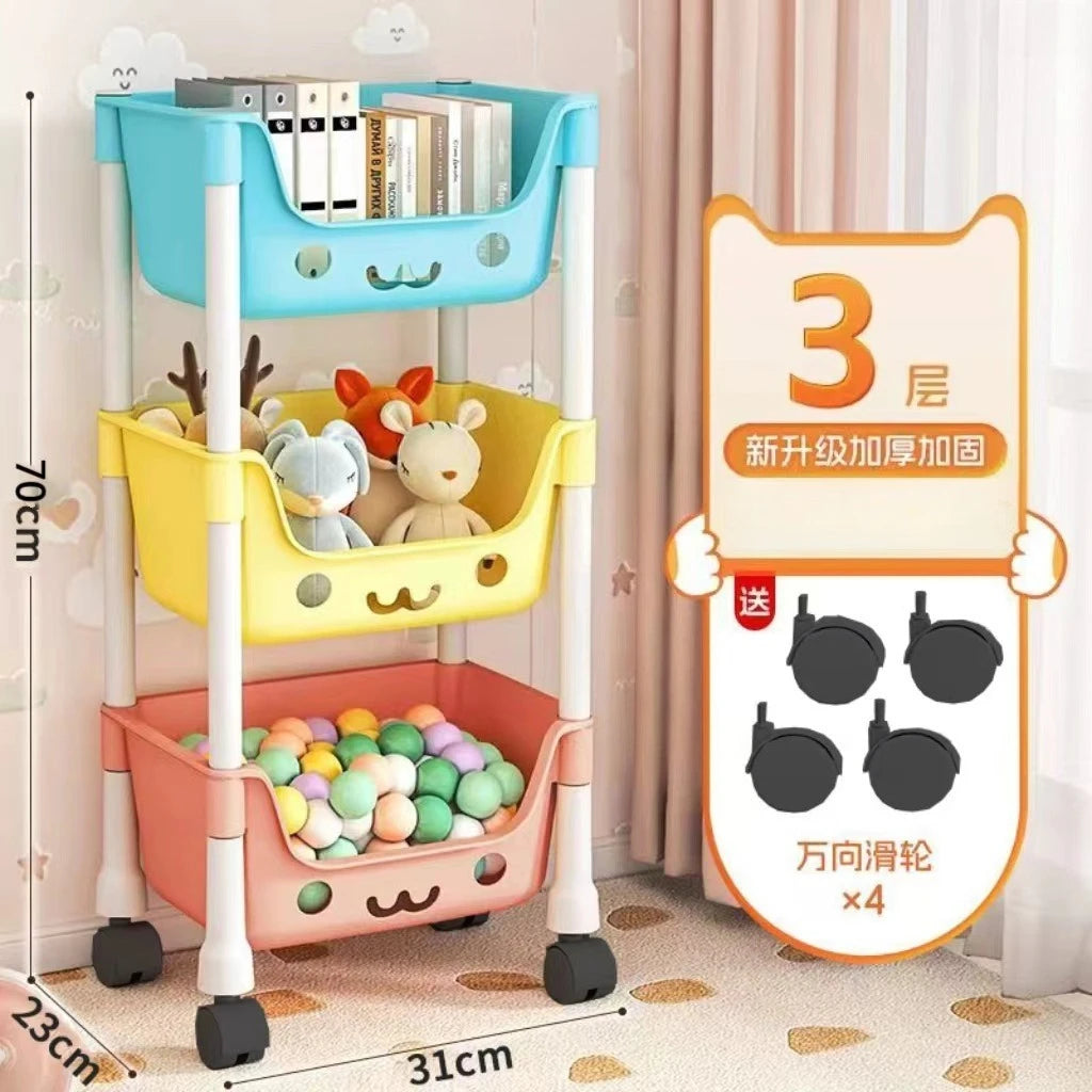 Carrinho Organizador Infantil com Rodinhas – Estante para Livros, Brinquedos e Materiais Escolares