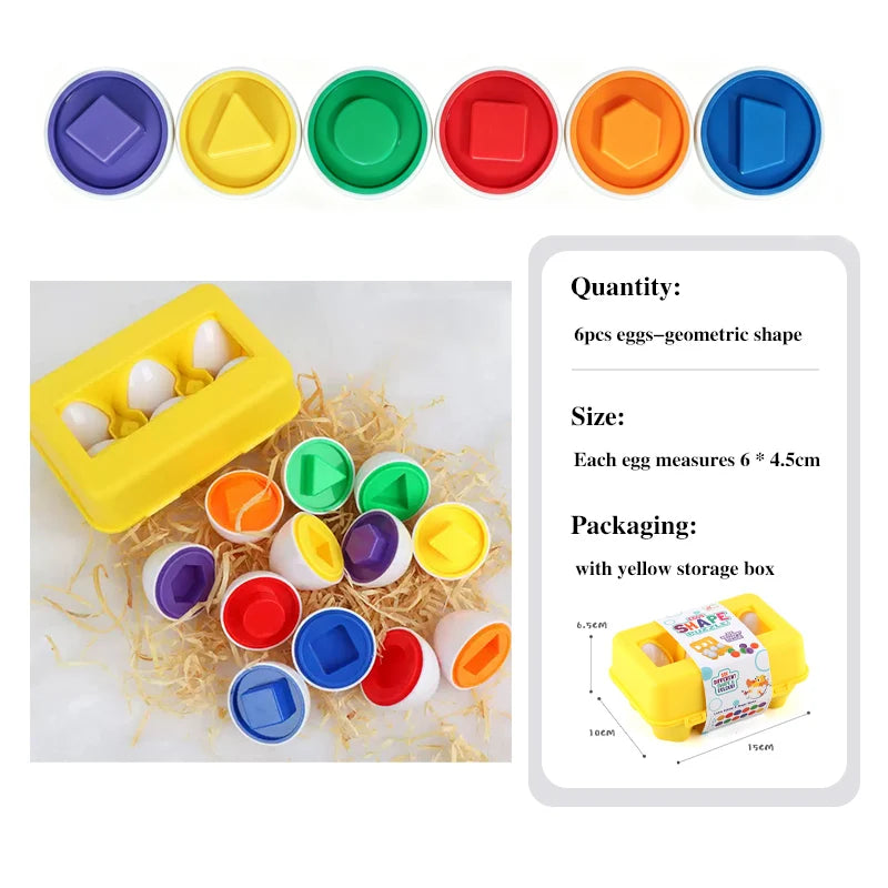 Jogo Montessori Ovos Educativos – Quebra-Cabeça de Encaixe para Desenvolvimento Infantil