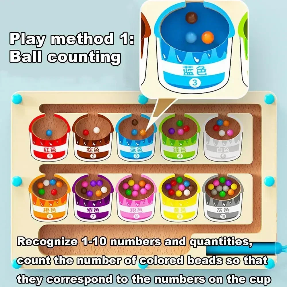 Tabuleiro Magnético Educativo de Madeira – Jogo de Cores e Contagem Infantil
